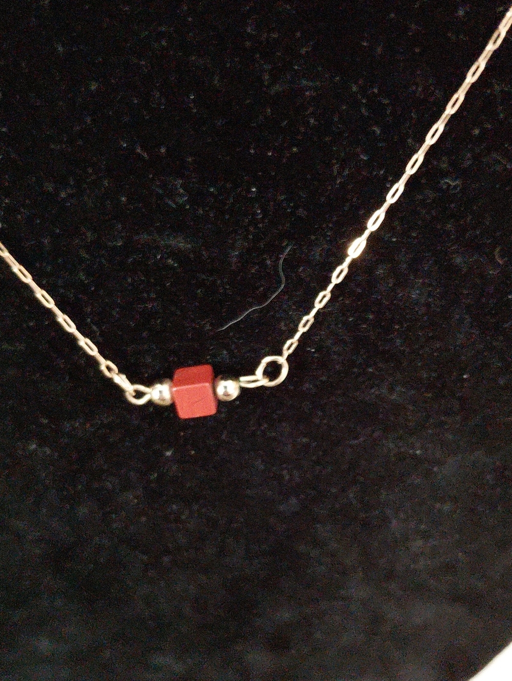 Delicate Red Cube Pendant Necklace - Women Jewelry